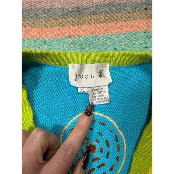 Y2K Colorful Sunflower Patchwork Cardigan Sweater – Size XL - Picture 3 of 9